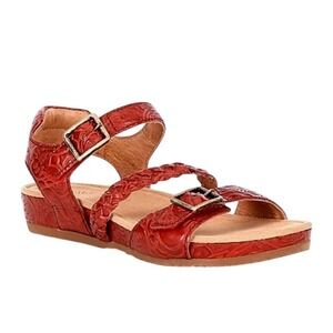 Brioso Size 7.5 Solera Turquoise Blue Tooled Leather Strap Sandal